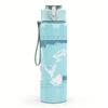 1PC Light blue rectangular band album print 750ml colorful plastic sports water bottle leakproof pop up lid with straw for outdoor work home use