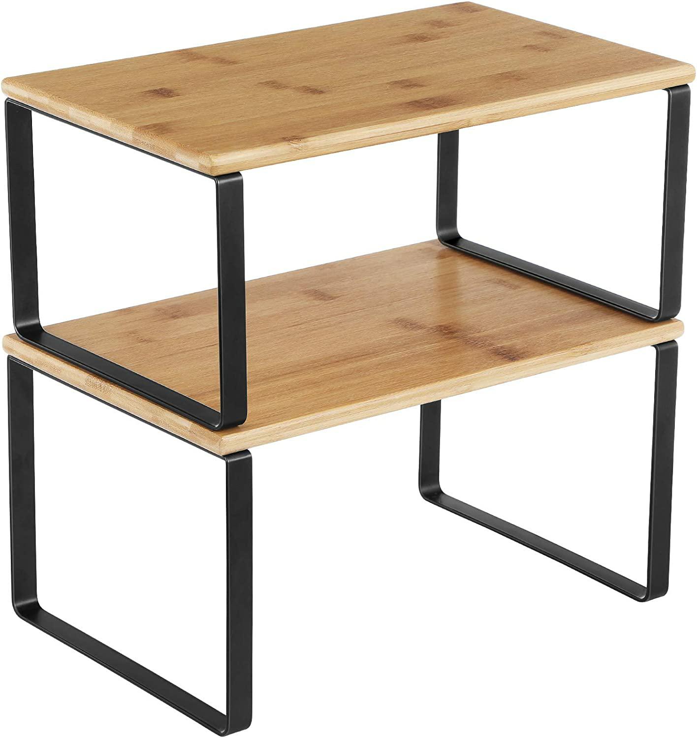 Songmics Juego De 2 Estantes Para Especias, Organizador De Mostrador Expandible En Metal Y Bambú, Apilable Para Una Cocina Ordenada, Negro , Leroy Merlin - Imagen 3