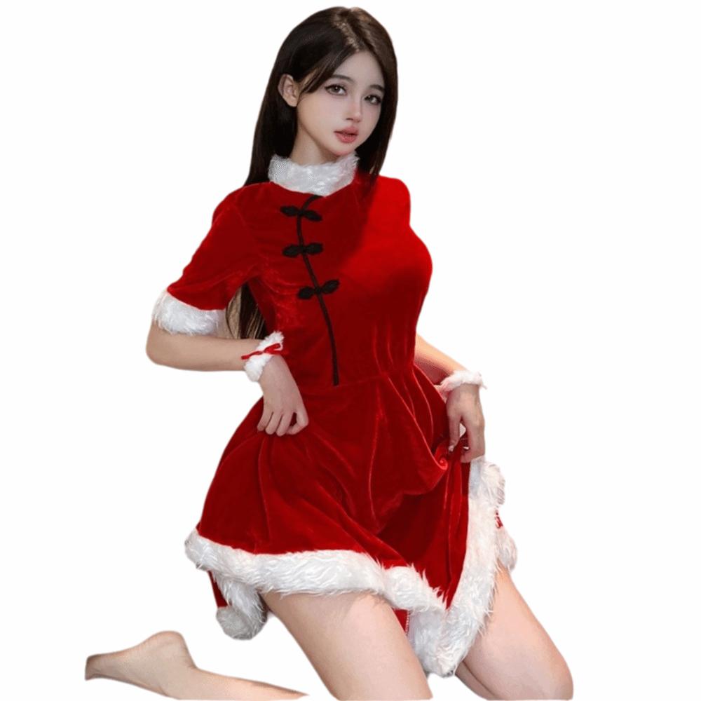 Santa Hat Christmas Dress Santa Claus Christmas Perform Costume Sexy Bunny Girl Costume  Xmas Suit