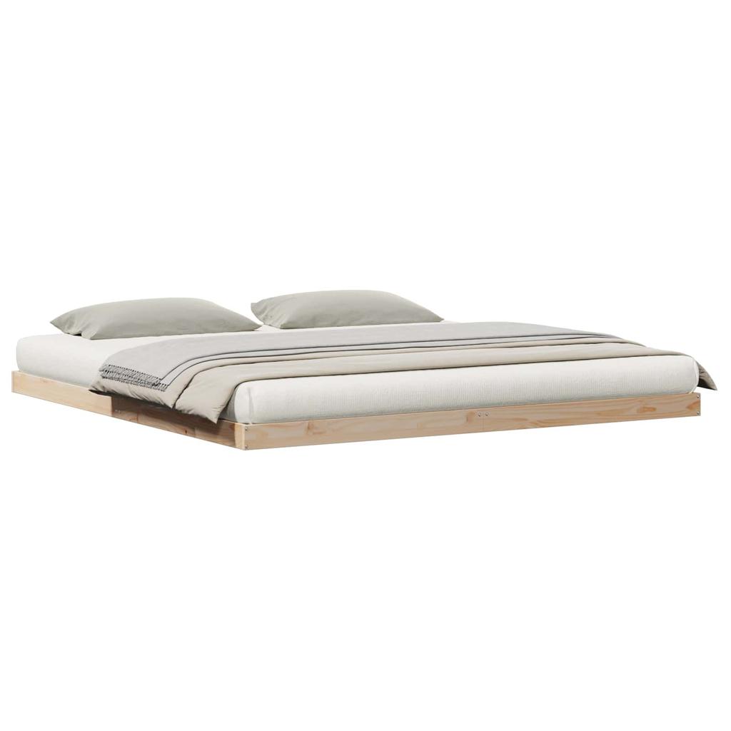 Floor Bed Frame Natural 213.5 x 204 x 9 cm Solid Pine Wood