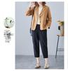 Women's 2024 Spring/Autumn Cotton-Linen Loose Casual Blazer - Plus Size, Long Sleeve, Short Jacket