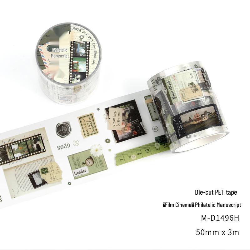 NOTE FOR Retro Film Series Die-Cut PET Tape for Journal Decoration - 4 Styles