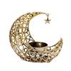 Eid Mubarak Ramadan Metal Candlestick Moon Shaped Candle Holder Home Desktop Ornament for Bedroom Showcase Living Room