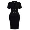 Women Plus Size Turn Down Collar Elegant Casual Two Piece Skirt Suit