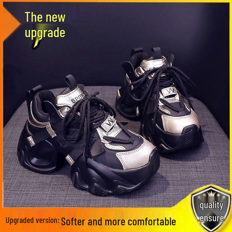 

Женские модные папины кроссовки: Спортивная обувь из кожи на толстой подошве, увеличивающая рост, для осени 2025 года 38