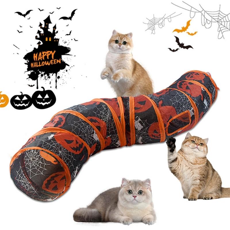 Halloween Cats Tunnel for Festival Pet Hideaways Play Tunnel Hideouts S-Shape Play Tube Playtent Cats Entertainment Toy