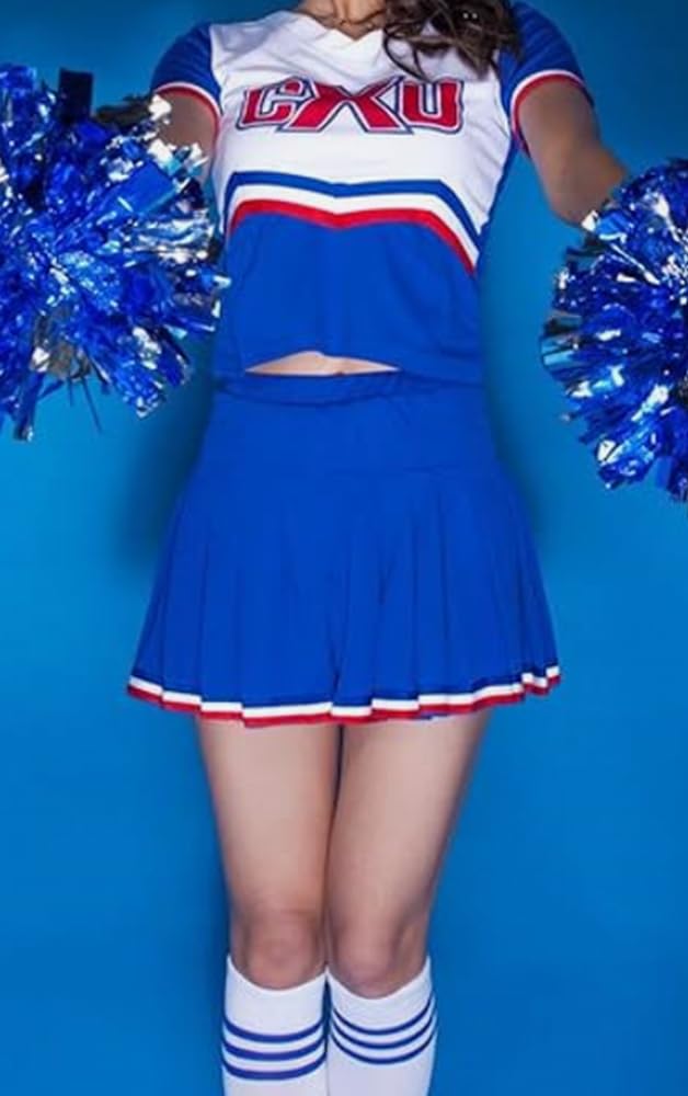 [Anfang] Miniskirt Cheerleader Race Queen Cosplay Costume Uniform Sexy Fancy Dress (XXXL, Blue)