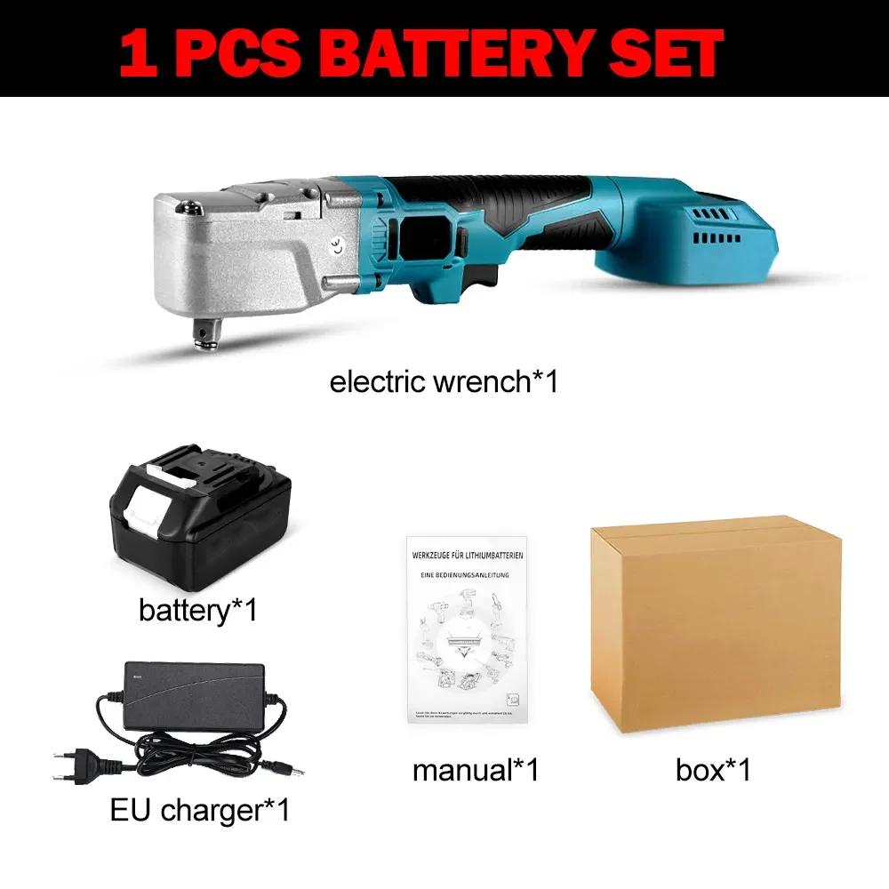 

Бесщеточный электрический ключ с трещоткой 1000 нм, набор ключей с трещоткой 1/2 дюйма, винт для снятия электроинструмента, гайка, ремонт автомобиля для аккумулятора Makita 18 В 1 Battery EU Plug синий