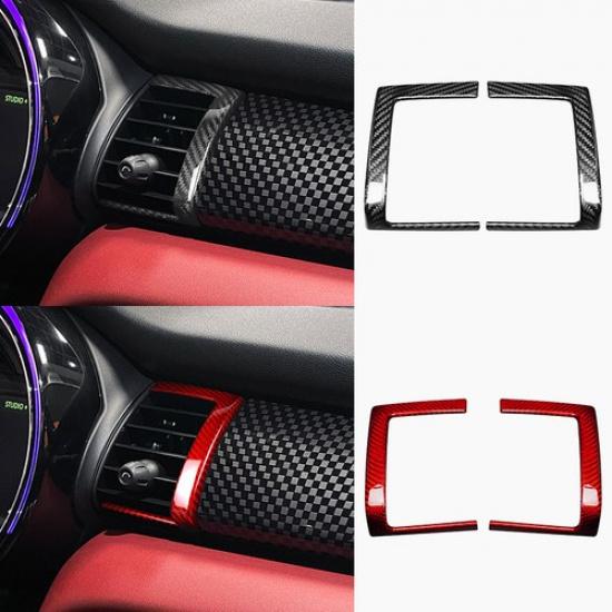 2pcs Carbon Fiber Dashboard Center Air Vent Cover For BMW Mini Cooper F55 F56