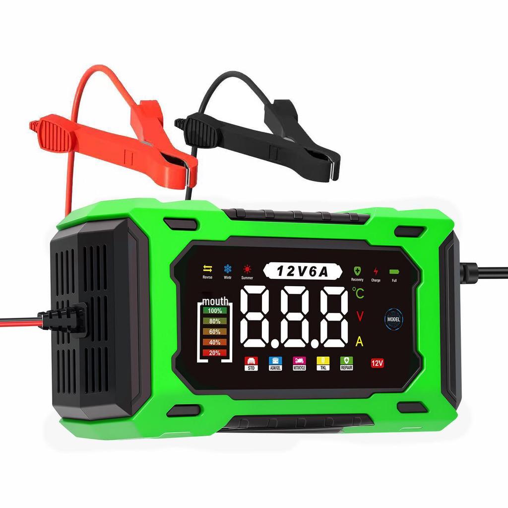 12V6A Cross-Border Smart Pulse Repair Charger for Car and Motorcycle Lead-Acid Batteries with Start-Stop Capability