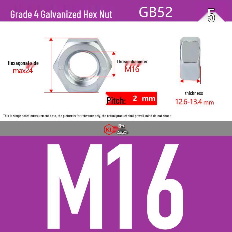 Galvanized Hex Nuts, Flat Washers, Spring Washers in M2-M48, Blue and White Zinc Coated