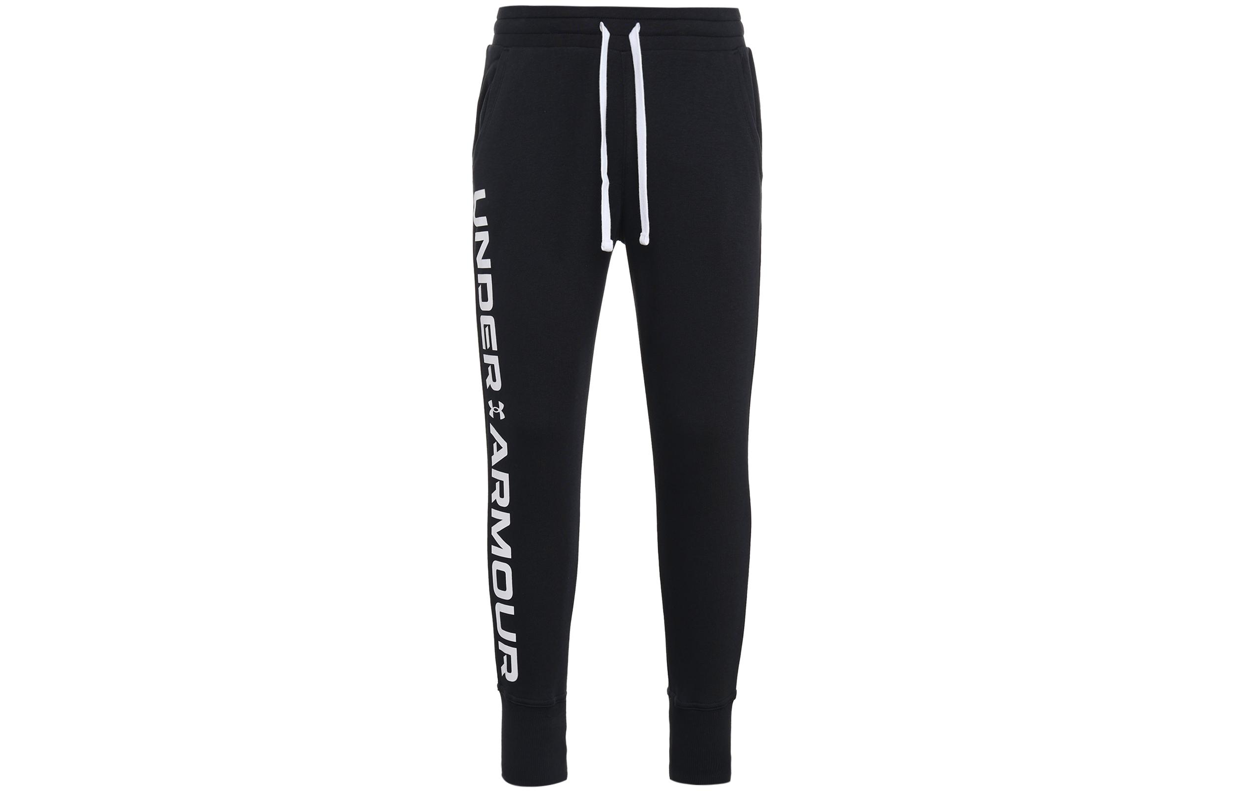 Under Armour Under Armour Rival Graphic Elastic Waistband Lace Up Letter Print Sports Fleece Lined Sweatpants 1370844-001 M