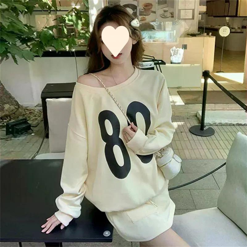 

Original Asymmetrical Shoulder Long Sleeve Sweatshirt - Pure Cotton Blended Milk Silk 320g. Large