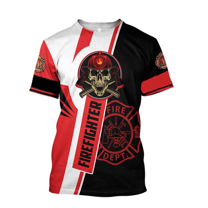 Pattern Men's T-shirtFirefighter Graphic 3D Print Oversize O-neck Tees Fashion  Casual Breathable Short Sleeve Top