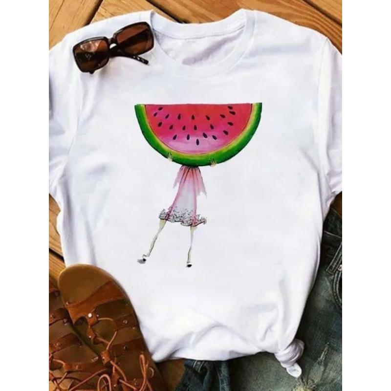 Maycaur Tricou noi pentru femei, Topuri imprimate cu ananas, tricou pentru femei, cu mânecă scurtă, cu decolteu O, tricou pentru femei, cămăși drăguțe de vară