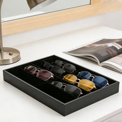 Sonnenbrillen-Organizer-Tablett 8 Fächer Samt Brillenhalter Aufbewahrungsbox Stapelbar Herren Damen Brillen Uhren Schmuck Vitrine