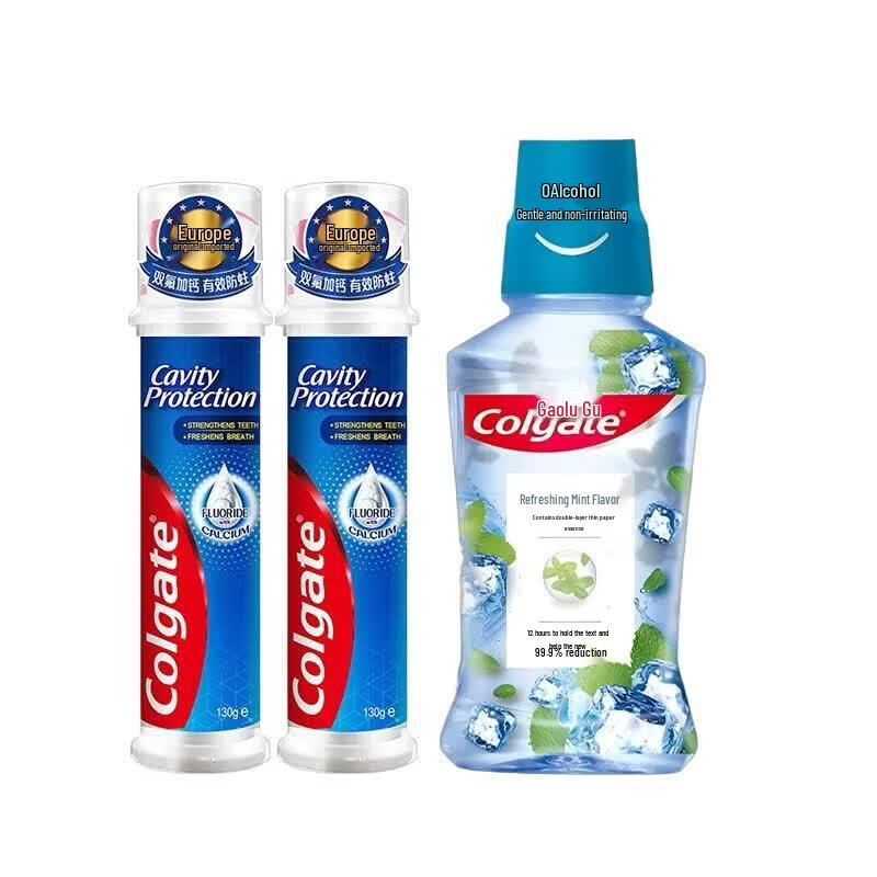 Colgate Peppermint Mouthwash & Anti-Cavity Toothpaste Set