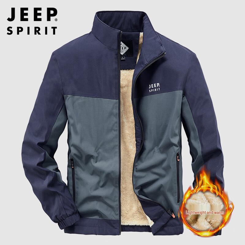 

JEEP SPIRIT Men s Stand Collar Fleece Lined Casual Jacket M