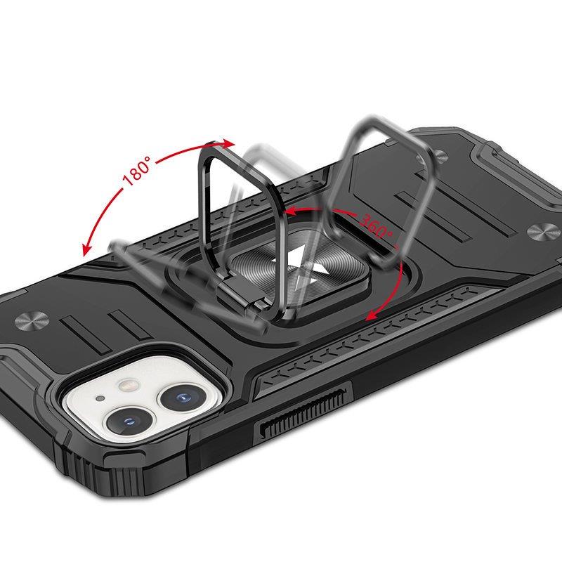 Armored case cover for iPhone 14 Plus magnetic holder Ring Armor black