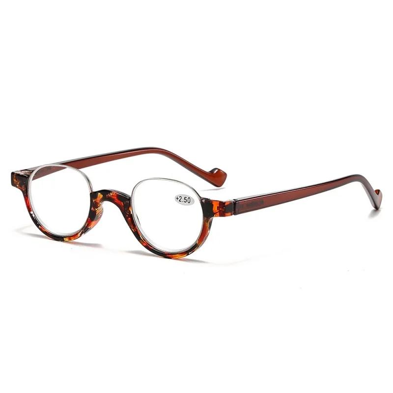 Men Women Fashion Luxury Round Half Frame Reading Glasses Ultra-Light Far-Sighted Glasses New Retro Blue Light Blocking Glasses