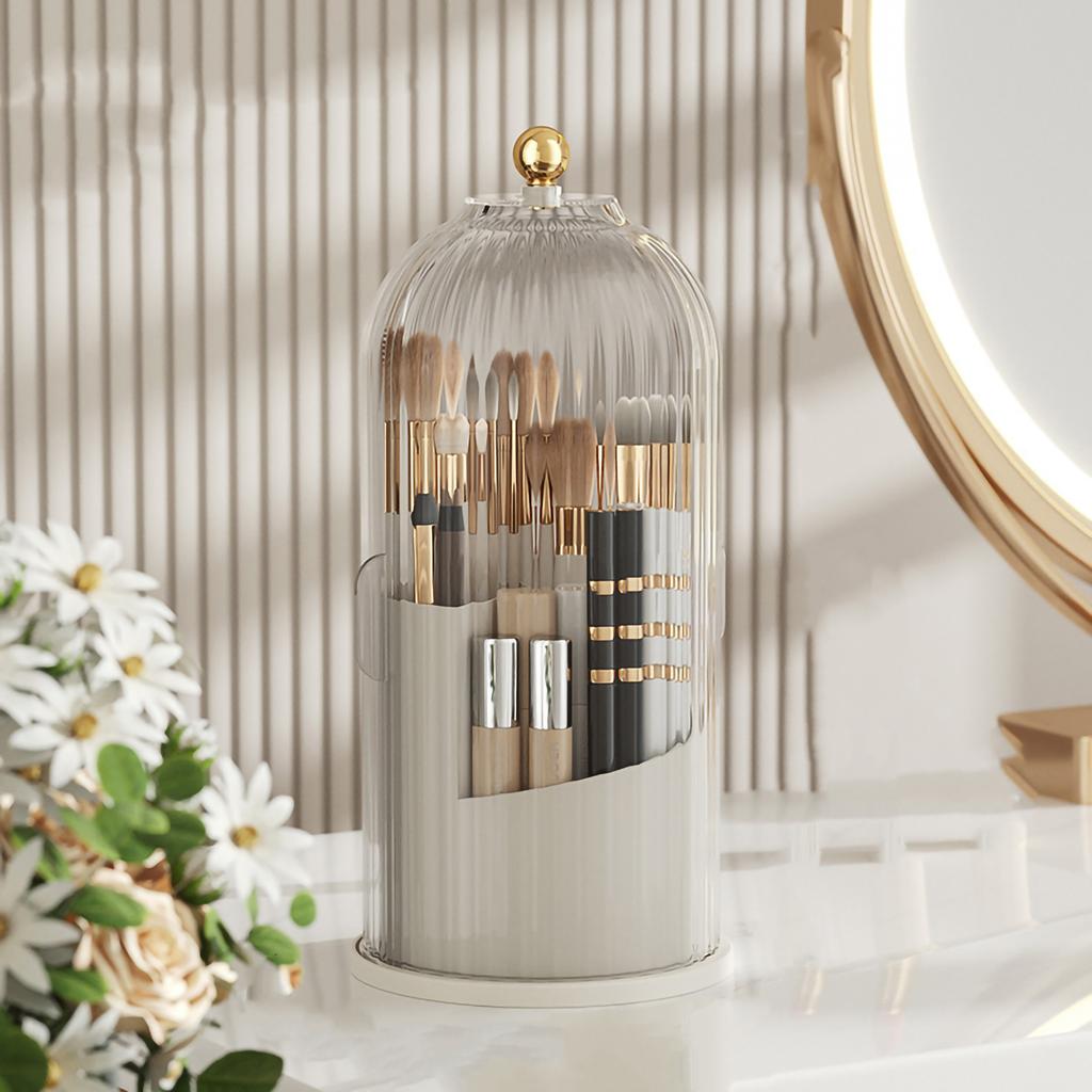 Rotating Makeup Brush Holder Desktop Makeup Organizer Cosmetic Storage Box Lipstick Eyebrow Pencil Holder Jewelry Container