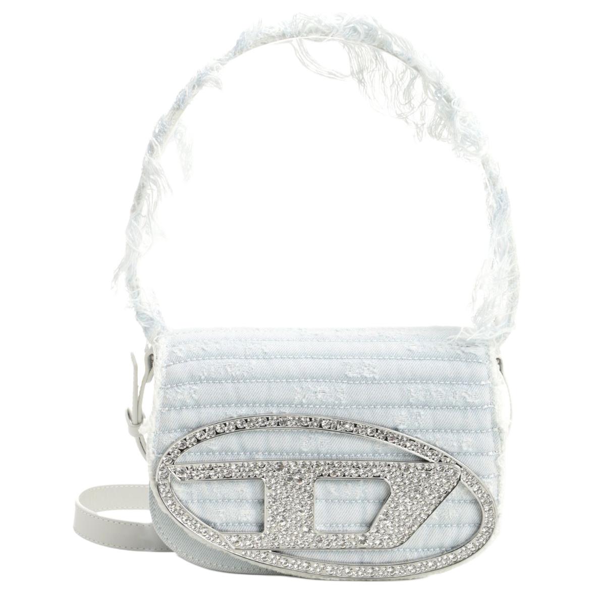 

Diesel 1Dr Silver Rhinestone Logo Cotton Shoulder Crossbody Handbag Women Handbags Light-Blue X08396P8771HB179 Basic Set (Bag+Dust Bag)