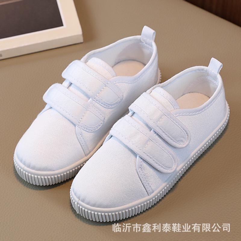 Children's performance boys and girls little white shoes canvas shoes new indoor non-slip kindergarten students dance shoes