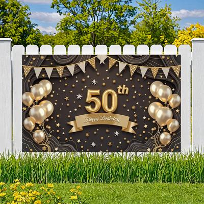 Bannière Décorative Élégante Bannière Bannière 50ème Anniversaire pour Réunion de Fête Décoration Intérieure Anniversaire