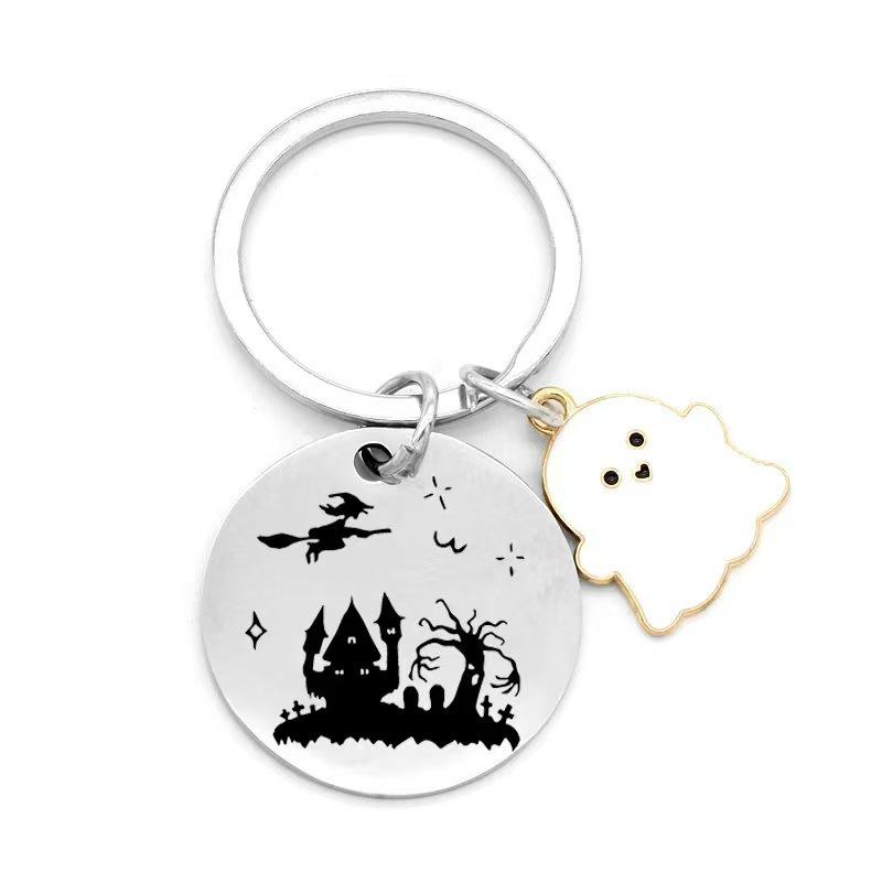 Stainless Steel Halloween Pumpkin Ghost Keychain Pendant