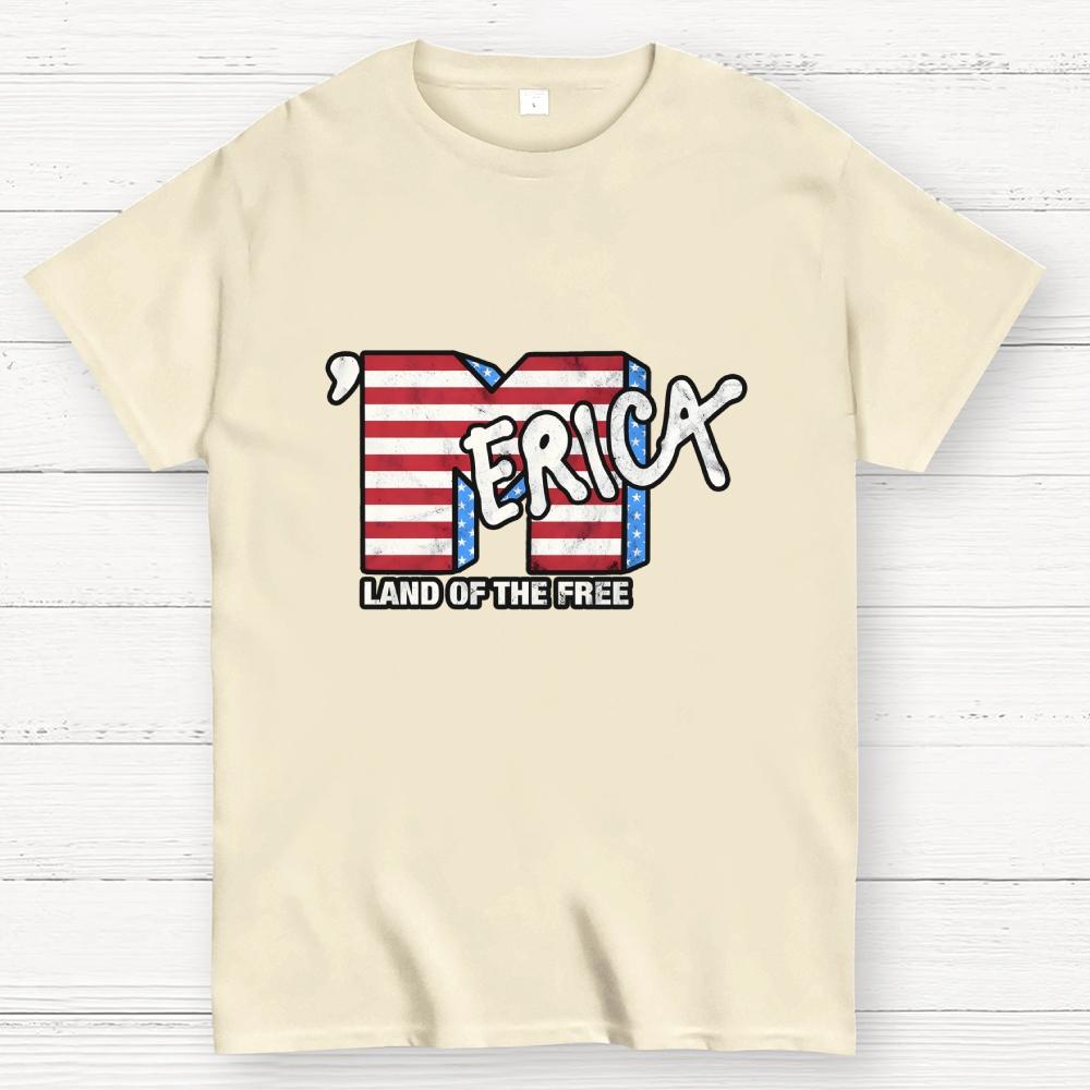 Merica- Land of the Free Cotton Casual Cool Loose T-Shirt