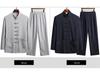 Men's Chinese Style Tang Suit Set – Long Sleeve for Elderly (Spring/Fall) & Short Sleeve for Middle-Aged Dads (Summer).