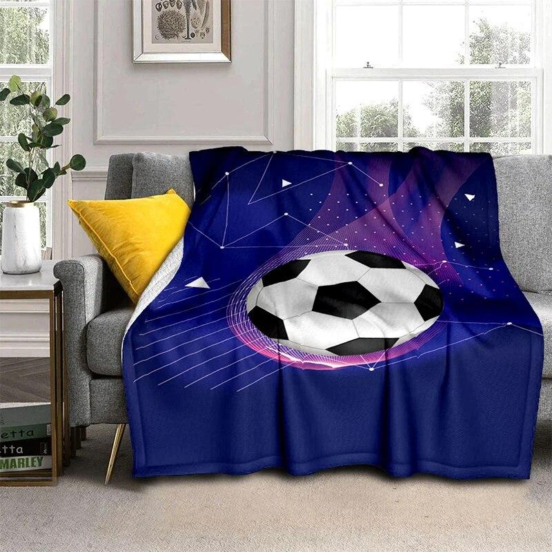 3d fotbal fotbal sportovní silueta vzor manta potah na rozkládací pohovku měkká deka kostkovaná měkká teplá flanel přehazovací deky ventilátory dárek