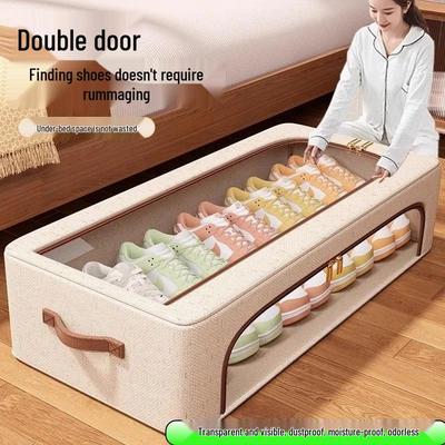 Almacenamiento de Zapatos Tianshan Ahorrador de Espacio: Caja de Zapatos Transparente de Algodón y Lino y Organizador a Prueba de Polvo Debajo de la Cama