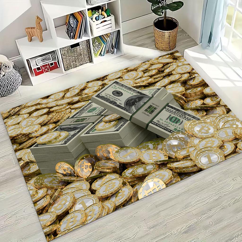 3D Personality Money USD Euro RICH Pattern Rug for Bedroom Living Room Sofa Home Doormat Decor,Large Kid Play Non-slip Floor Mat