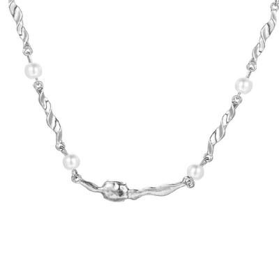 Multipurpose Silver Alloy Necklace Featuring Pearls And Zircon Daily Decoration Portable for Business Or Pleasure
