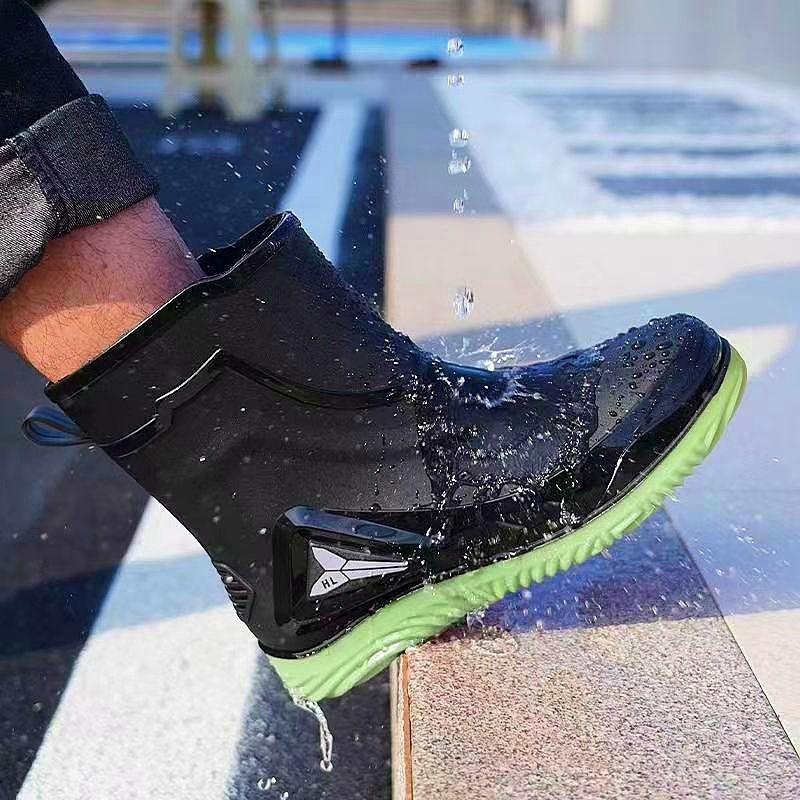 Men's Waterproof Low Top Rubber Shoes And Rain Boots