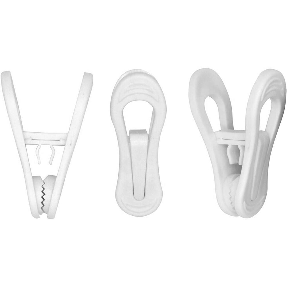 25 Pcs Plastic Towel Clips Bright Color Multi-purpose Windproof Clothespin Clothes Drying Hanger for Clothesline Utility (White)