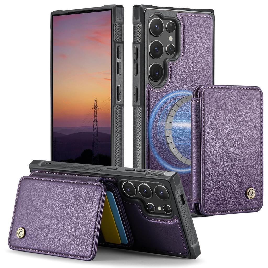 JEEHOOD-J05 for Samsung Galaxy S26 Ultra S25 S24 Plus FE Removable 2-in-1 Separable Flip Wallet Premium PU Leather Case Card Holder Phone Back Cover