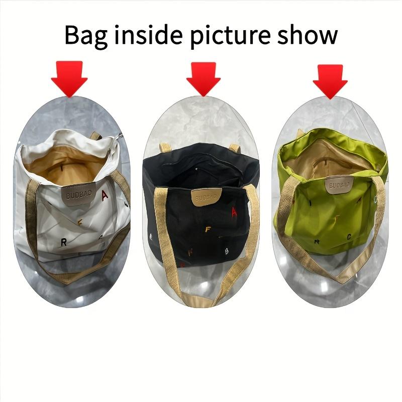 2024 New Women's Large Capacity Tote Bag - Embroidered Letter Design, Zipper Closure & Wrist Strap, Durable Black with Oil-Edged Finish for Work