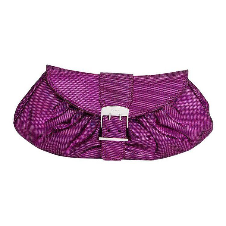 

By Far 30 Dot Texture Pleated Lock Clutch Goat Leather Handbag Women Handbag Purple Red 23CRGLAUFCHDDLMED Basic Set (Bag+Dust Bag)