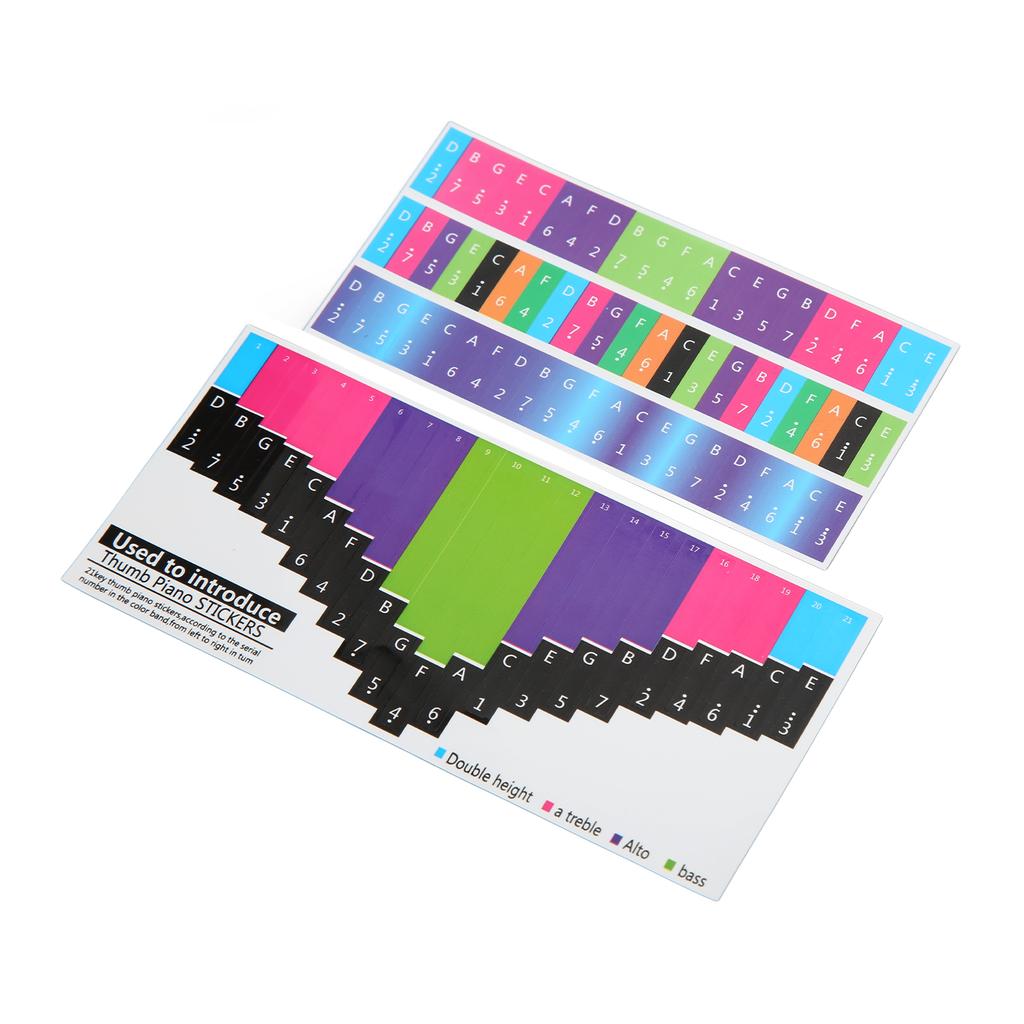 Colorful Kalimba Scale Sticker Thumb Piano Key Stickers Musical Note Decoration for Beginner21 Keys