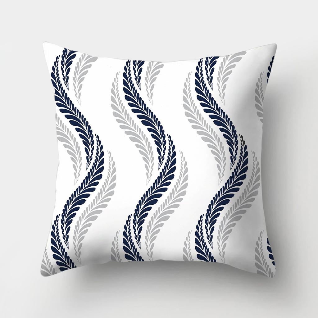 Blue Pattern Decorative Cushion Cover Stripe Geometric Pillow Case For Car Sofa Decor Pillowcase Home Throw Pillow Cover 45X45CM