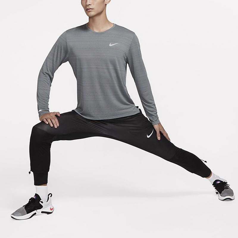 Nike Dri-FIT Miler Long Sleeve Running Fitness Top Men Tops Smoke-Grey CU5990-084