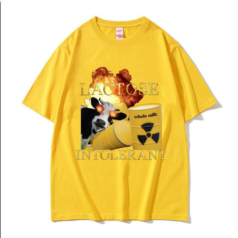 Lactose Intolerant Funny Meme Graphic T Shirt Men Women Harajuku Retro Humor T Shirts Male Casual 100 Cotton Tshirt Streetwear