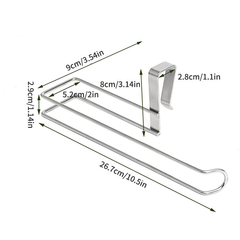 Stainless Steel Non-Perforated Paper Towel Rack Kitchen Plastic Wrap Under The Cabinet Hanging Roll Paper Storage Rack