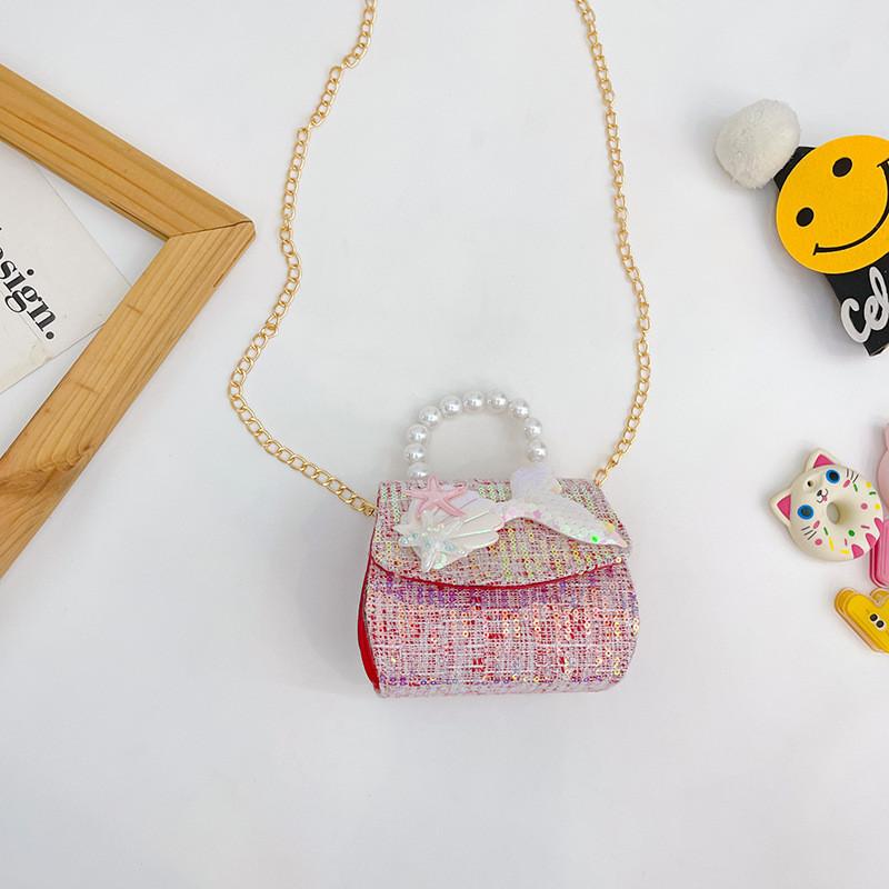 Cute Autumn Mini Shoulder Bag For Girls Featuring Pearl And Sparkling Elements