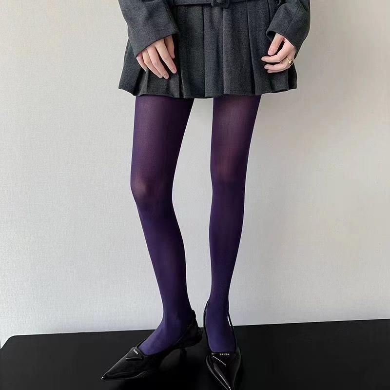Female Tights Candy Color Velvet 100D High Elasticity Pantyhose Spring Autumn Plus Size Seamless Stockings Long Scoks Women Girl