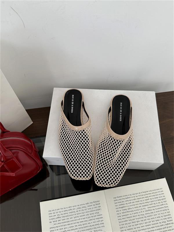 Fashion Shoes Fretwork Heels Ladies' Slippers Mules For Women 2025 Cover Toe Summer Flat Slides Scandals Fretwork Heels Slippers Women S