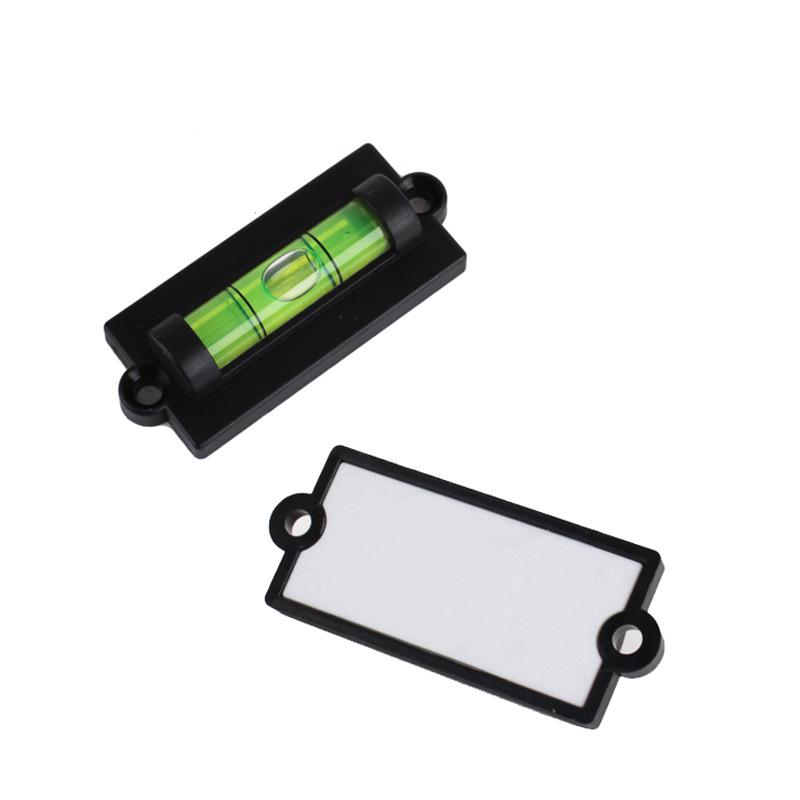 Black Plastic Spirit Level with Hanging Ear Rack and Screw Eyelet