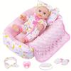 Realistic Girl Baby Doll with Accessories & Clothes Blanket Carrier Bassinet Bed Pacifier Newborn Nursery Toys Gift for Toddlers